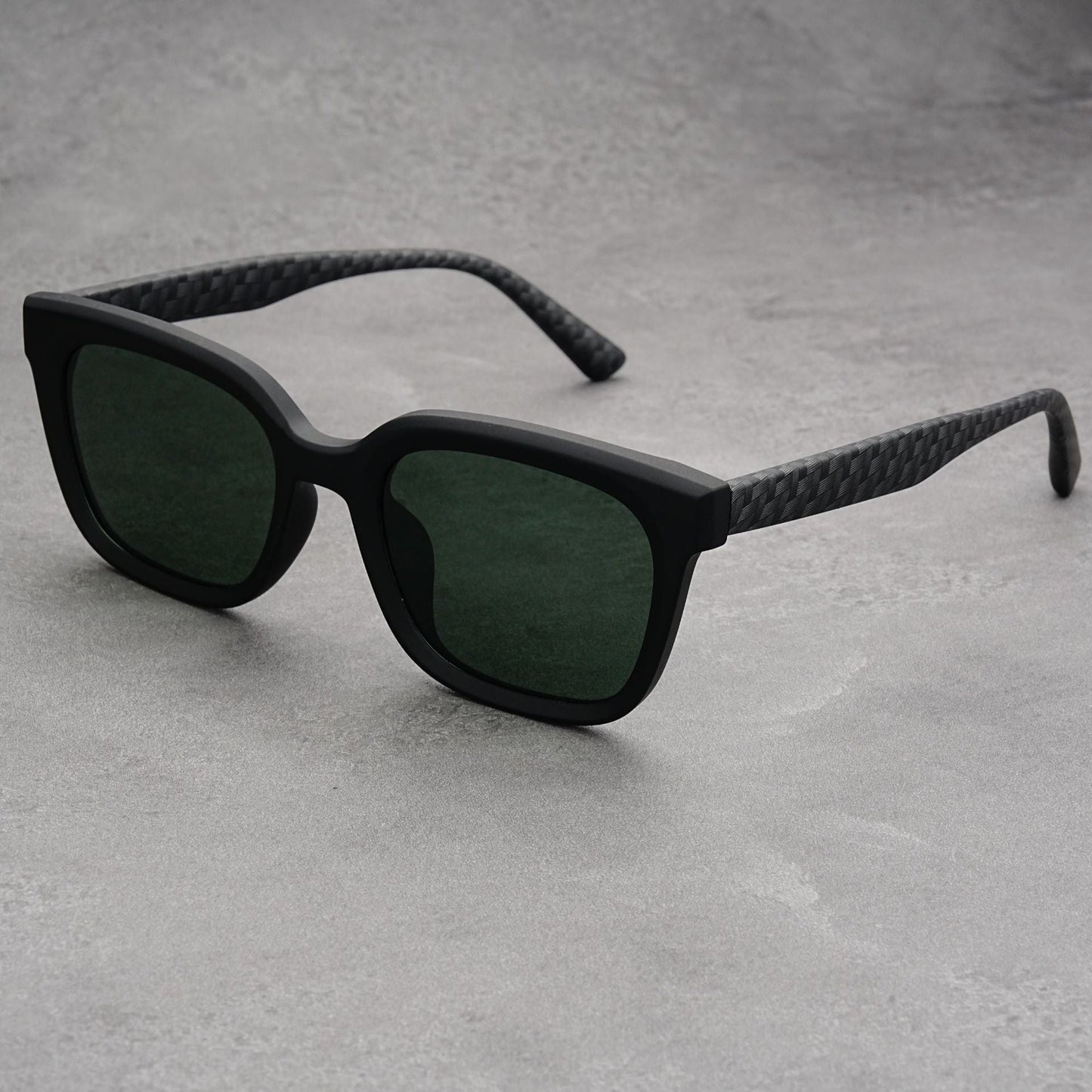 Driftweave Carré Lunettes de Soleil Verres Teintés UV Bloquants Branches Tissées Légères Confortables