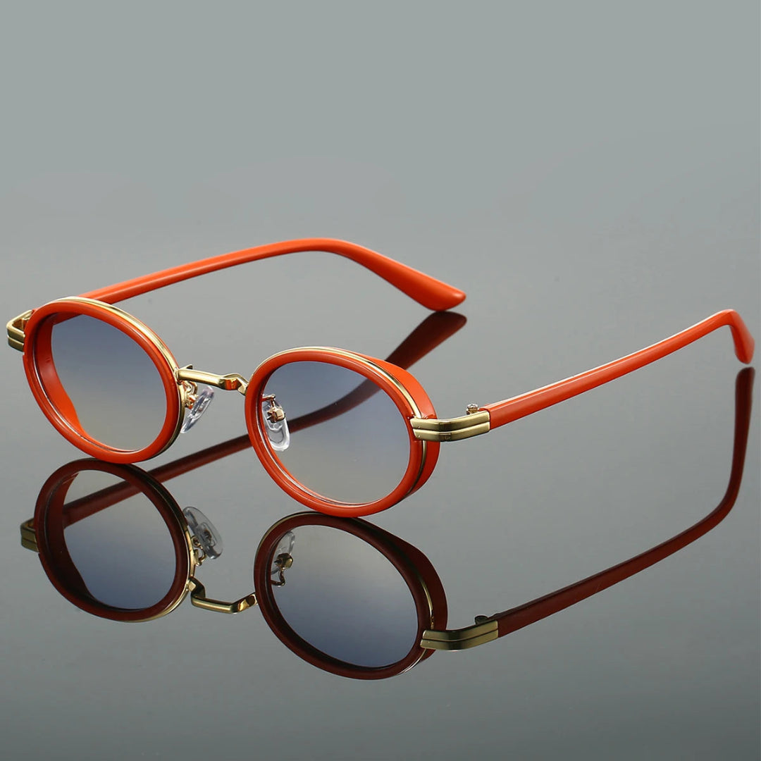 Lunettes de Soleil Rétro Rondes Eclipse Monture Métal Légère Verres Teintés Plaquettes Nasales Réglables