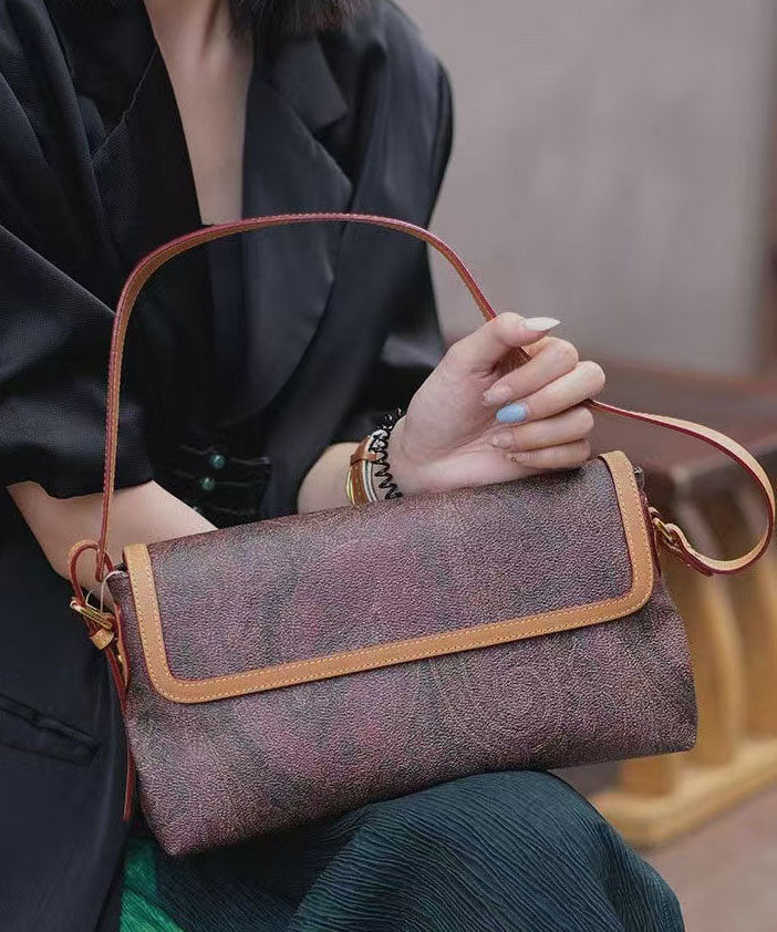 Sacs à bandoulière élégants en cuir durable jacquard chocolat - Amawinc
