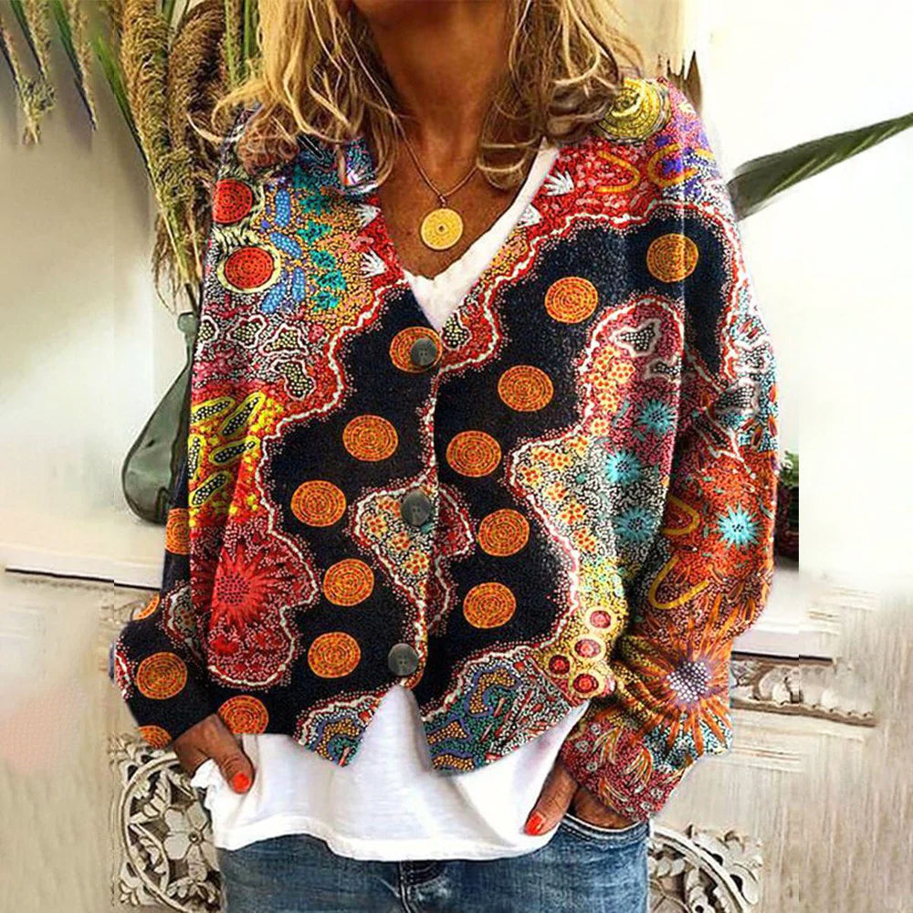 Cardigan Bohème Multicolore Elise Leroy Rêve Éclatant Avec Mélange Élasthanne Et Rayon