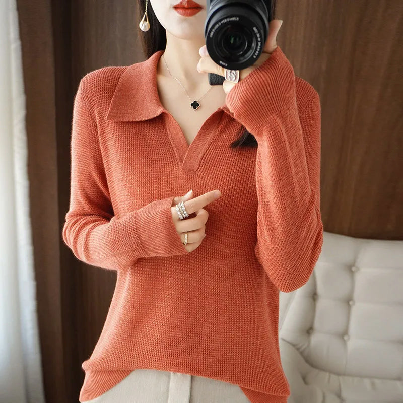 Pull En Maille Heavenly Knit Elise Leroy Col En V Luxueux Et Confortable À Manches Longues