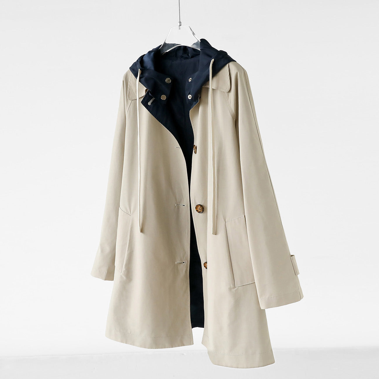 Manteau À Capuche Kensington Elise Leroy Double Face Rétro Contraste Et Silhouette Droite