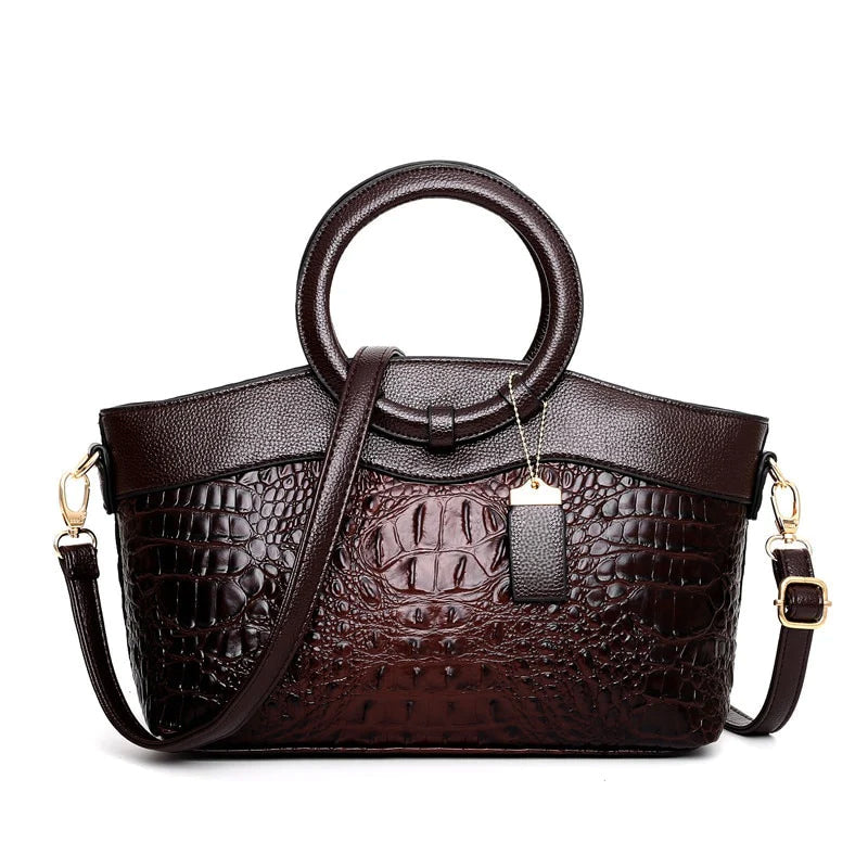 Sac À Main Vintage Élise Leroy En Cuir Crocodile Embossé Polyvalent Jour Et Nuit