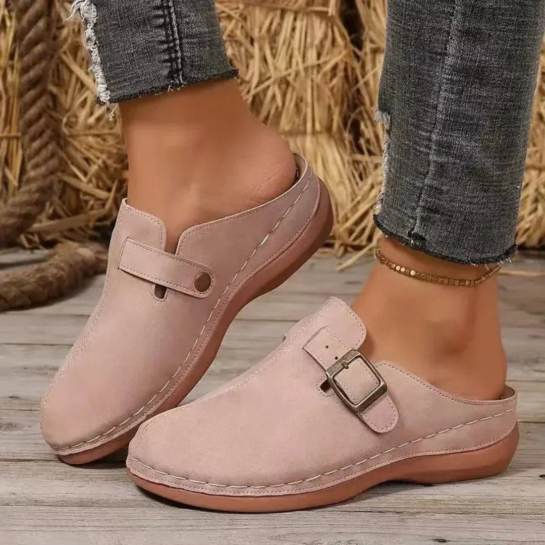 Waylynn Eliza Boucle Sandales Mules En PU Faux Cuir Bout Fermé Pour Tous Les Jours
