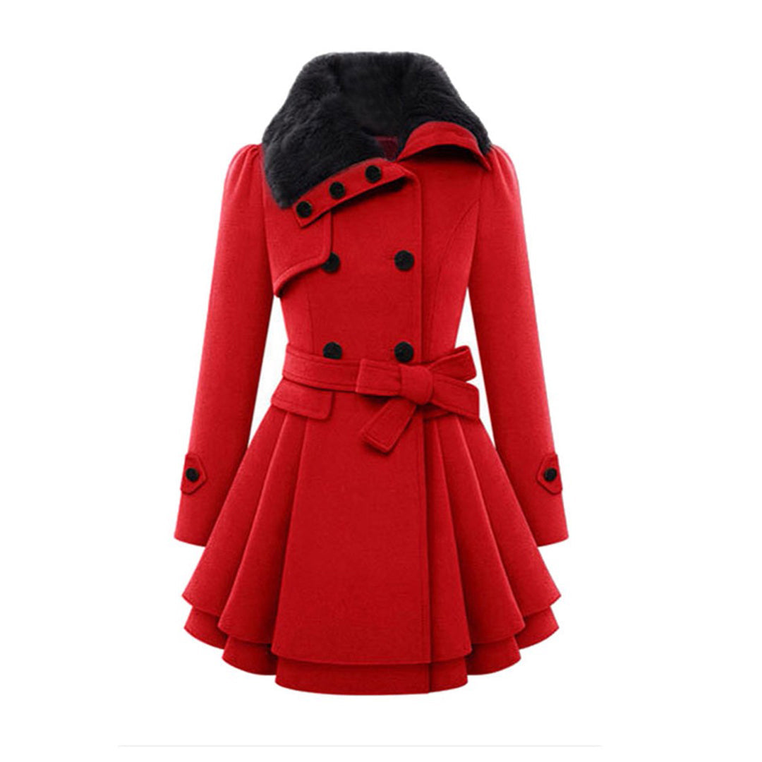 Trench Coat Femme En Mélange De Laine Double Boutonnage Avec Ceinture Élégant Et Polyvalent Pour Bureau Et Loisirs