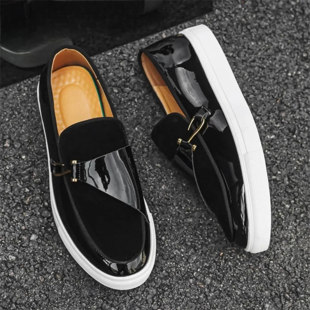 Mocassins Ezra Penny Pour Hommes Amawinc Cuir Blanc À Enfiler Avec Détail Doré Latéral Semelle Intérieure Rembourrée
