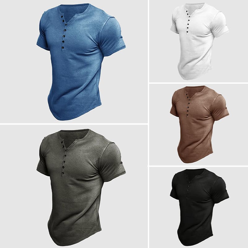 Felix Grant Boss Henley T Shirt Homme Coupe Athlétique Confortable Mélange Coton Polyester Respirant