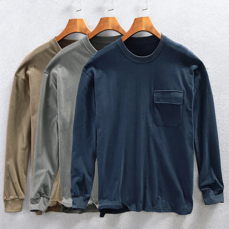 Felix Grant Sweatshirt Quotidien Avec Poche Poitrine Confortable Et Polyvalent En Trois Couleurs