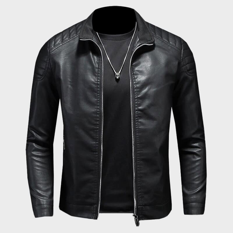 Veste Biker Simili Cuir Felix Grant Maverick Coupe Slim Légère Pour Jeans Denim Bottes Chelsea