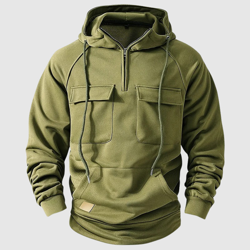 Felix Grant Sweat À Capuche À Poches Multiples En Coton Doux Avec Fermeture Éclair Au Col
