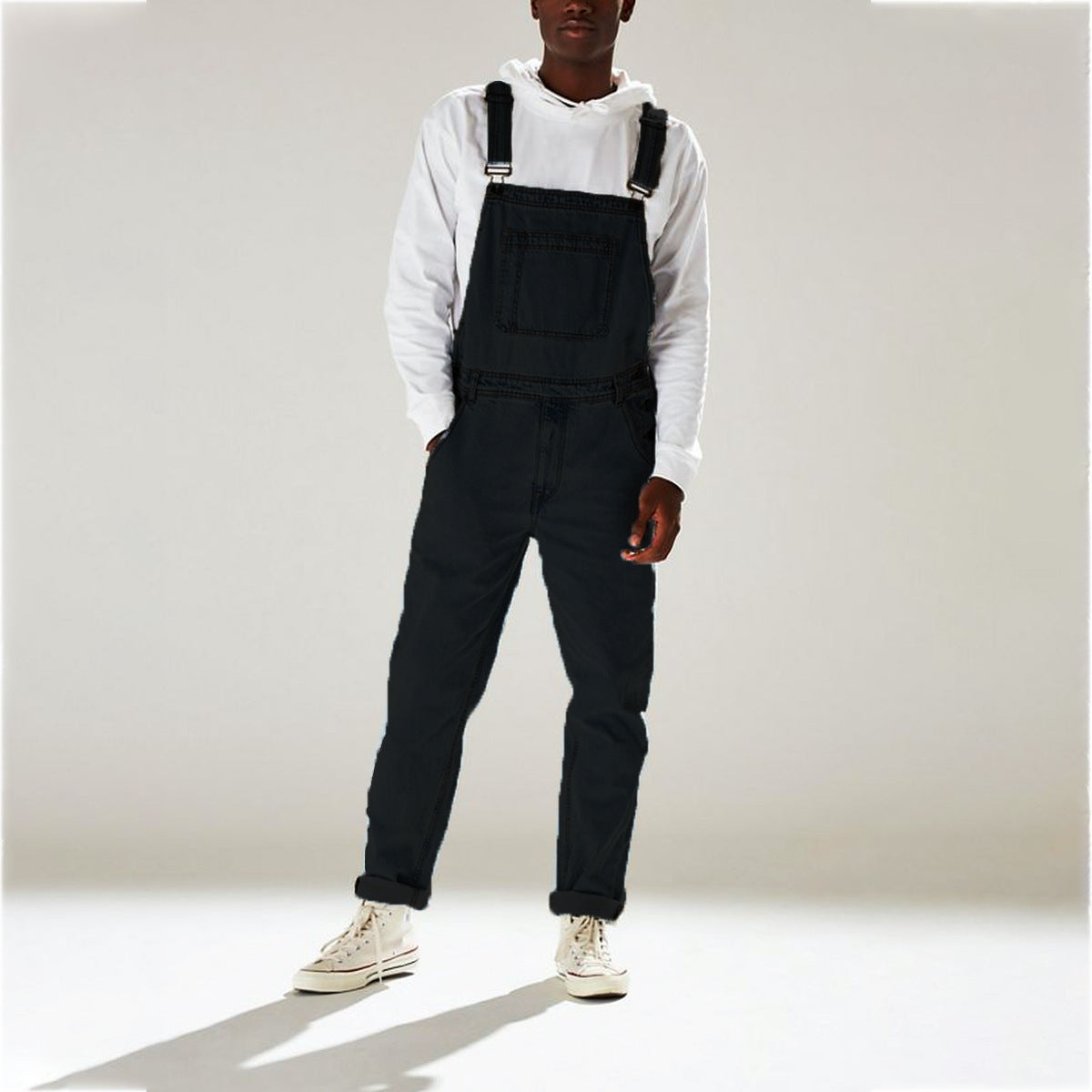 Felix Grant Salopettes Urbaines Utilitaires en Denim Durable avec Couture Renforcée et Style Streetwear Moderne