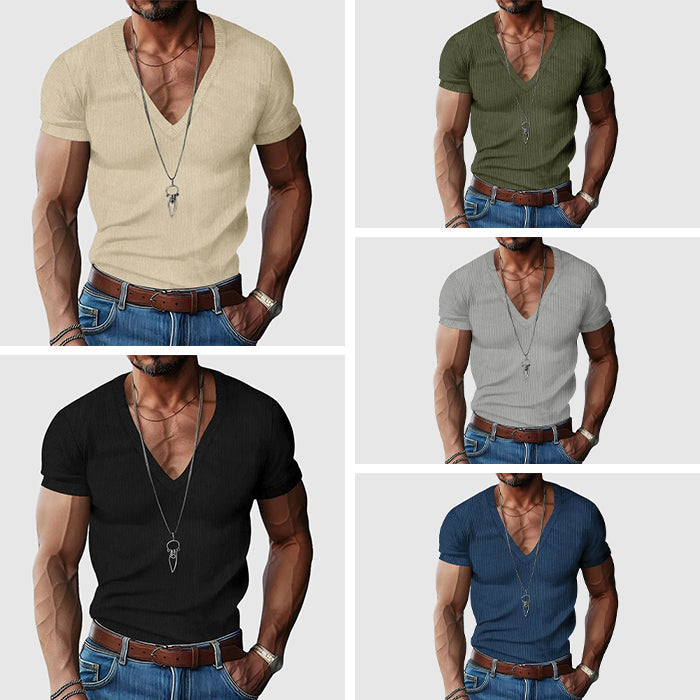 Felix Grant Tee Décontracté Col V Slim Fit En Polyester Respirant Pour Printemps Été Disponible En Couleurs