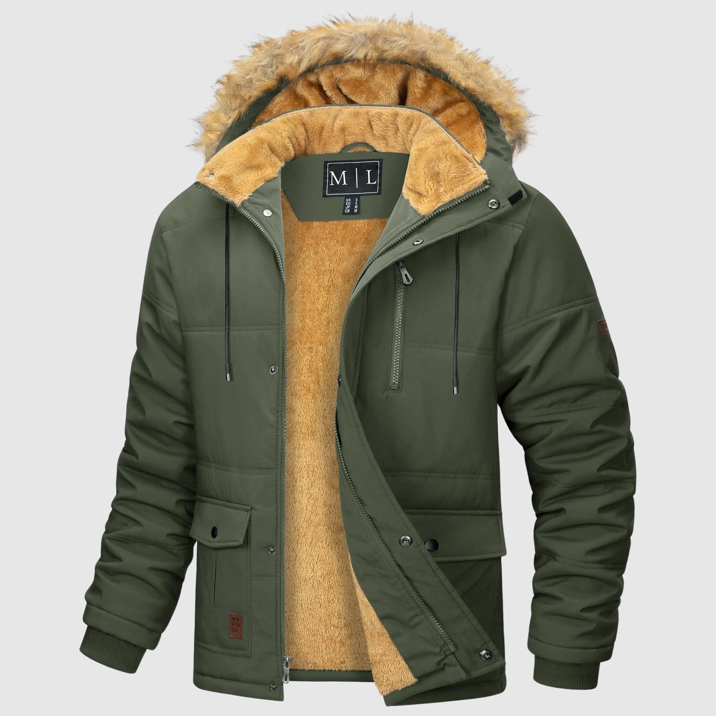 Veste Polaire Épais De Haute Qualité Avec Capuche Amovible Et Détails À Boutons Felix Grant Shield
