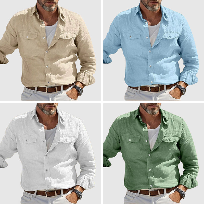 Chemise Felix Grant Vintage Lin Coton Mélangé Pour Un Style Décontracté et Raffiné