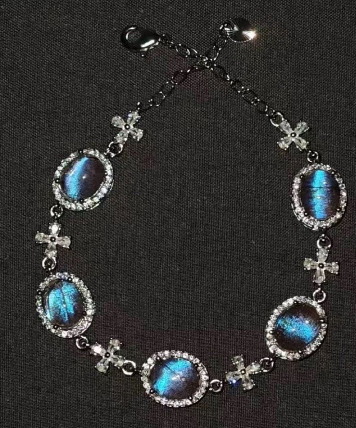 Bracelet à breloques en alliage de cuivre bleu fin et pierre précieuse en zircon - Amawinc