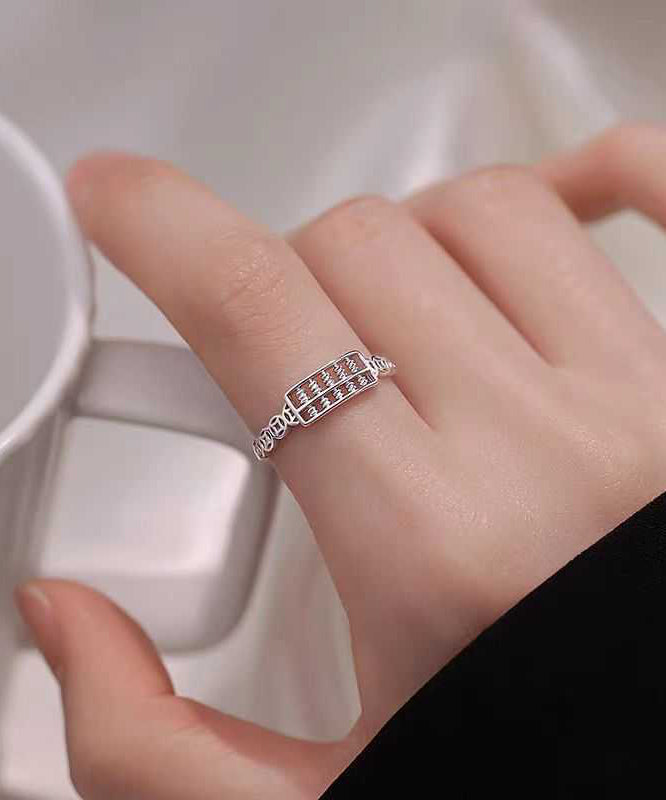 Bagues en argent sterling avec motif boulier ajouré en soie fine - Amawinc