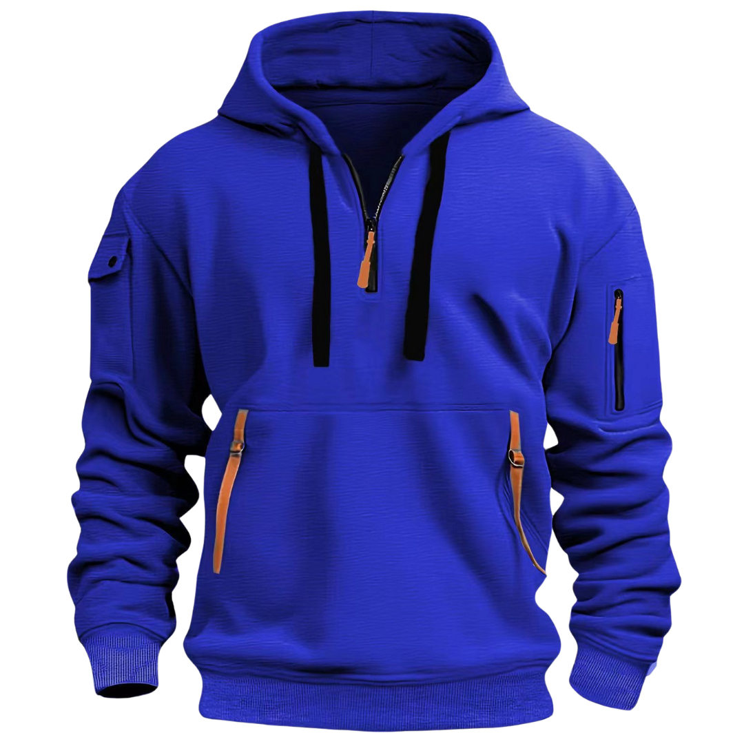 Hoodie Homme Manches Longues Avec Poches Utilitaires Multiples Poches Zippées Pour Le Quotidien