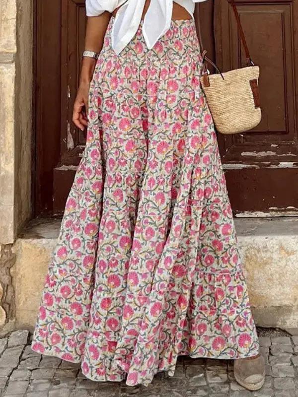 Jupe Maxi À Imprimé Fleuri Pour Femmes Style Bohème Décontracté Chic Pour Temps Chauds