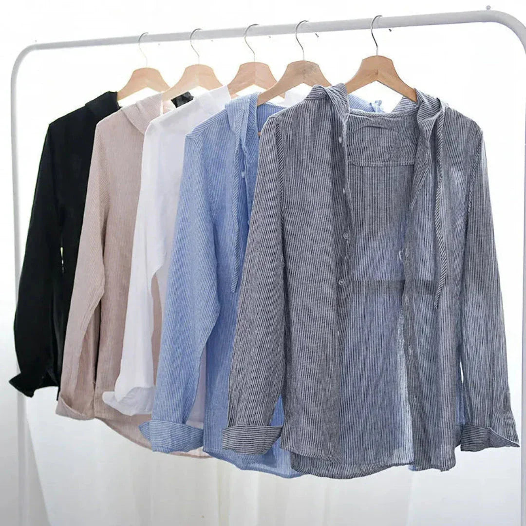 Chemise Fran En Lin Avec Capuche À Cordon Et Tshirt Blanc Intégré Pour Plage Décontractée Amawinc