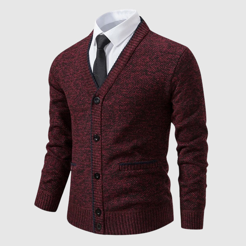 Cardigan Élégant À Col V François Blanchet En Mélange Polyester Acrylique Poches Discrètes
