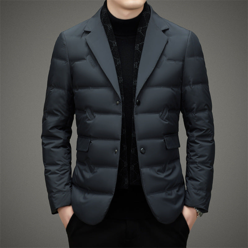 Veste Homme Noire Matelassée Blazer Ajusté À Double Boutonnage Style Affaires Polyvalente Pour Tenue Professionnelle