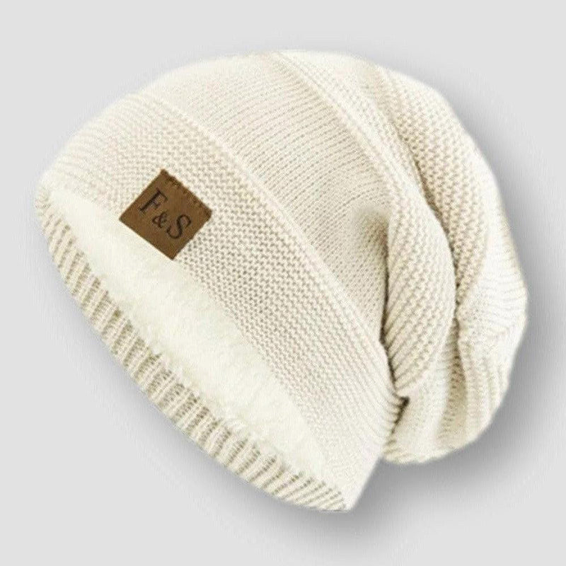 Bonnet Tricot Polaire Frost Et Stitch Avec Doublure Polaire Et Patch En Cuir Décontracté