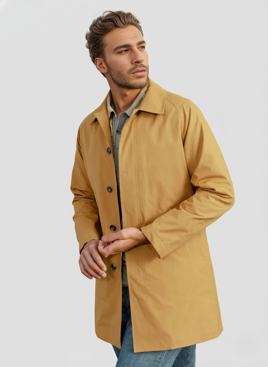 Amawinc Manteau Trench Homme Classique Bouton Adapté aux Températures de Transition Léger et Polyvalent