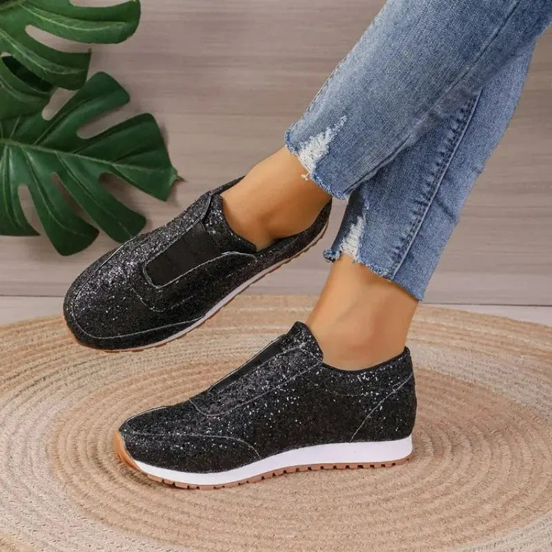 Chaussures Baskets Paillettes Slip On Pour Femmes Confortables Et Élégantes Amawinc