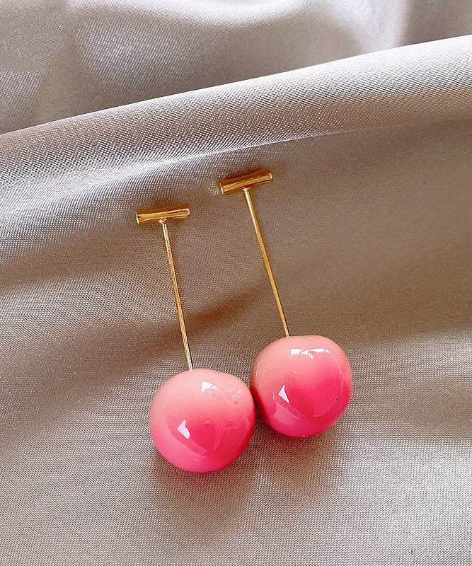 Boucles d'oreilles pendantes en alliage de cuivre rose dégradé de couleur cerise - Amawinc