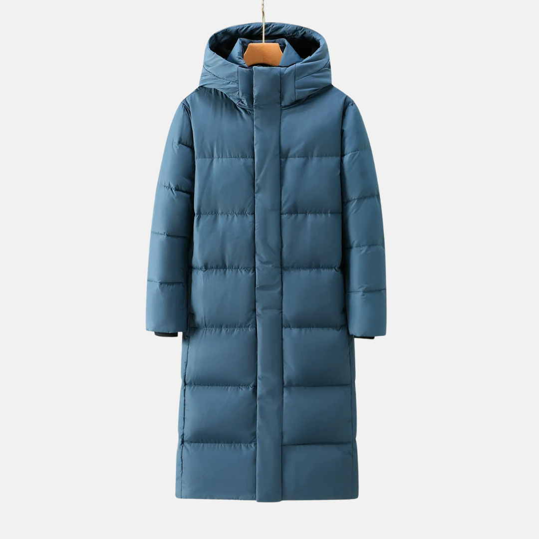 Manteau Long à Capuche Matelassé pour Homme en Mélange Nylon pour Hiver Chaud et Décontracté Style Urbain