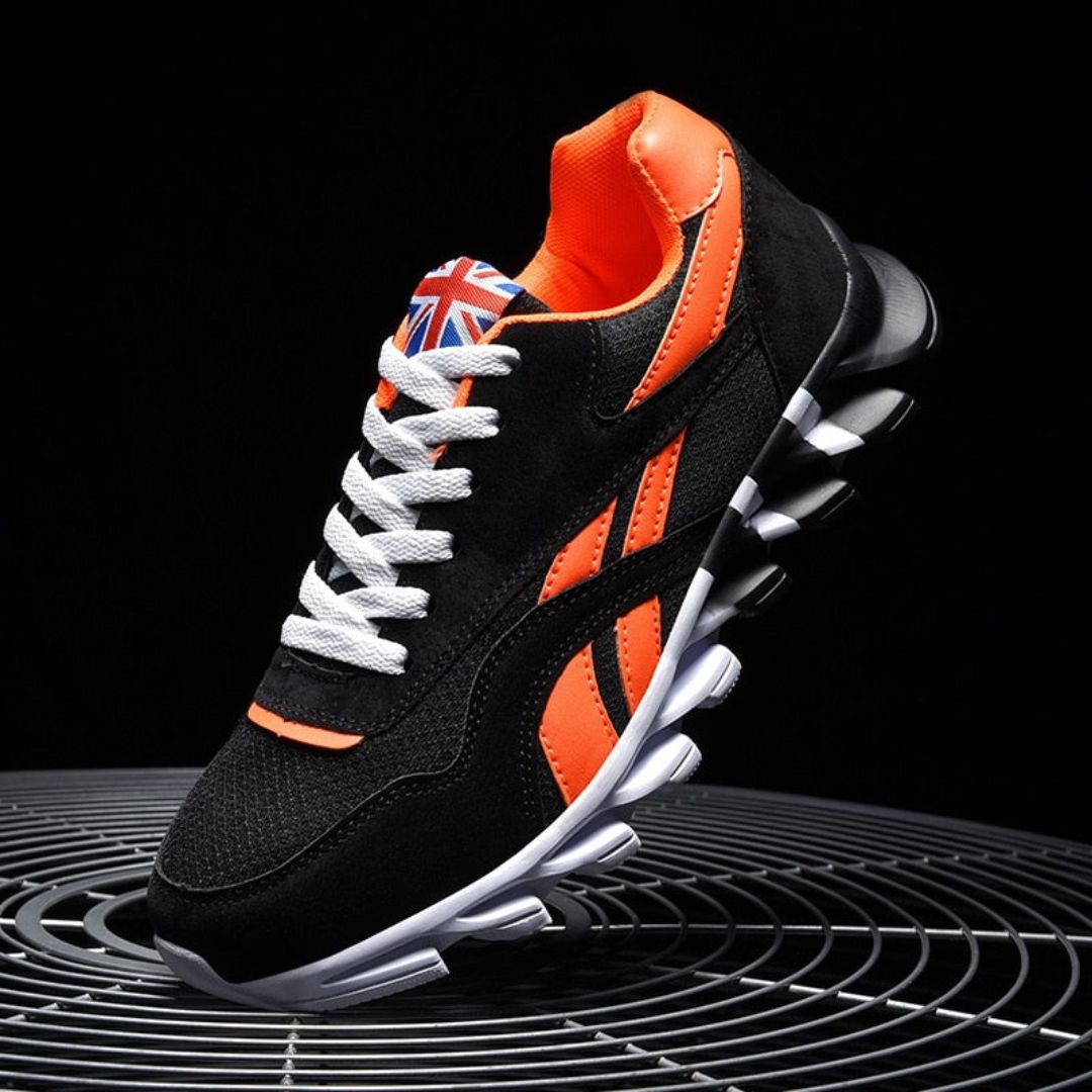 Greg Pulse Runners Par Amawinc Chaussures De Course Bleu Marine Avec Maille Respirante Daim Et Semelle Bicolore