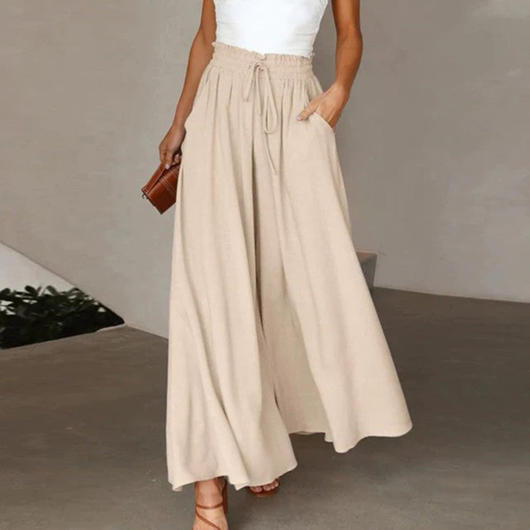 Pantalon Femme Léger et Aéré Taille Haute avec Cordon de Serrage et Poches Nordic Flair