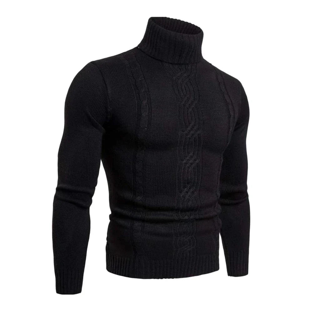 Baumwollpullover mit Rollkragen und Zopfmuster - Lucian
