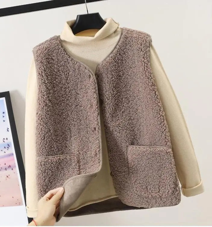 Sarah Veste sans Manches Décontractée Pour Femmes En Tissu Plush Doux et Chaud Pour Superposer