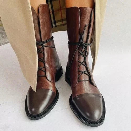 Herbstliche Damen-Lederstiefel aus echtem Leder