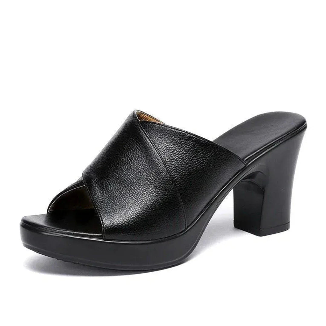 Sandales À Bout Ouvert Hailey Criss Cross Avec Talon Bloc Stable En Faux Cuir Pour Brunch Et Balades Décontractées