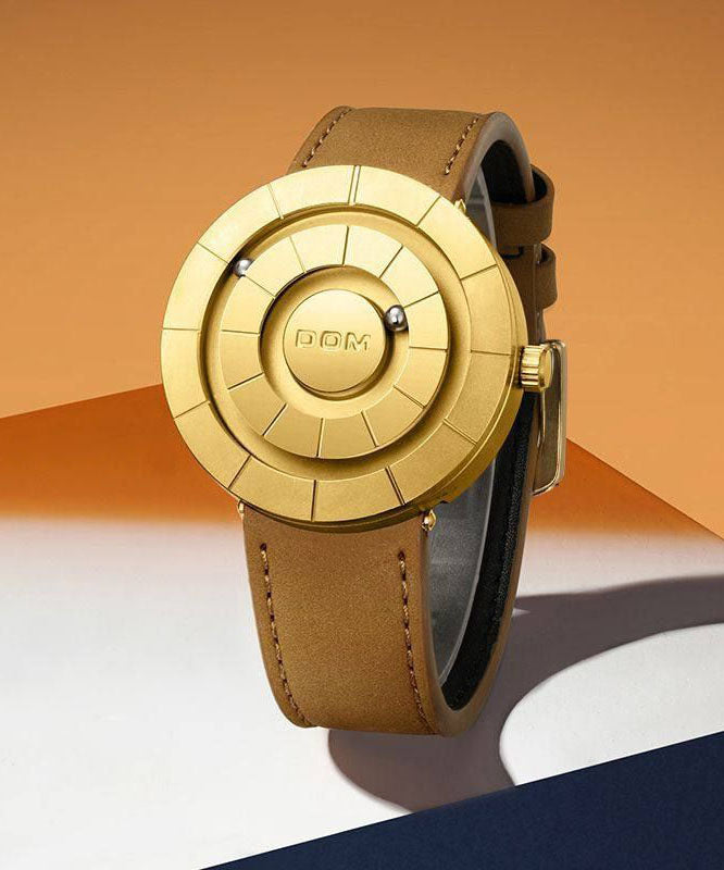 Montres étanches à quartz en cuir marron faites à la main - Amawinc