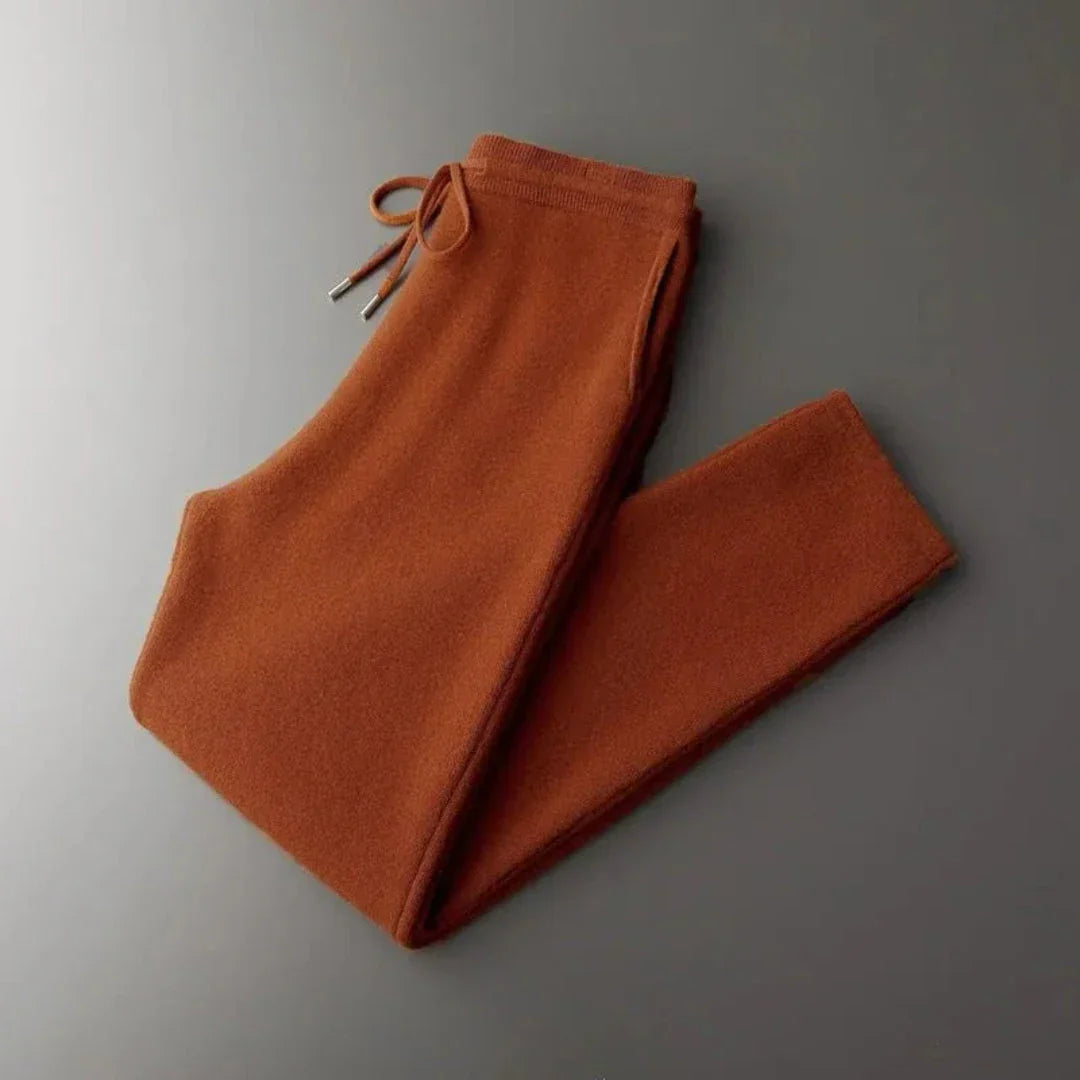 Pantalon De Détente En Laine Mérinos Chinée À Coupe Slim Moderne Avec Taille Ajustable Et Cordon