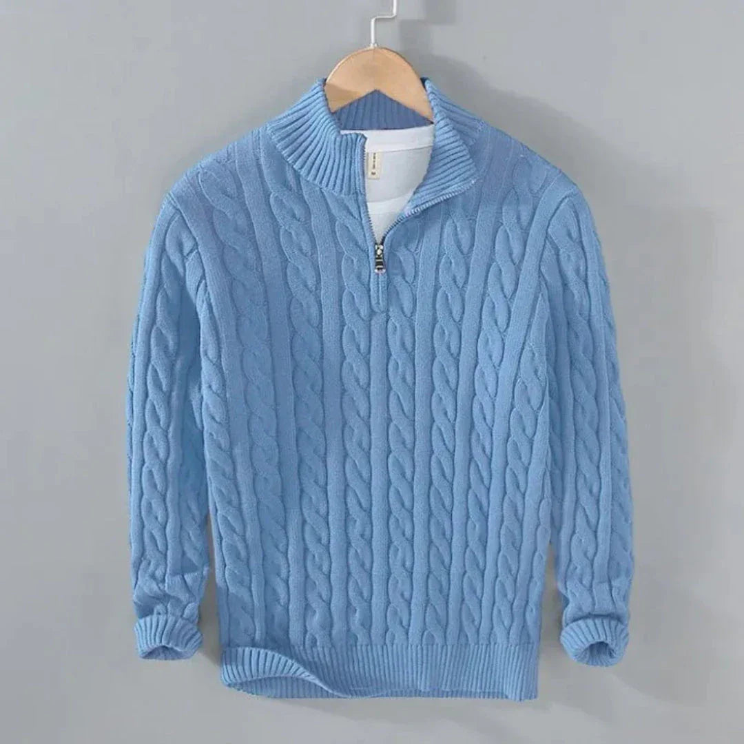 Pull En Maille Câble Hensley En Coton Avec Zip Demi Confort Respirant Et Ourlets Côtés Coton 100 Pourcent