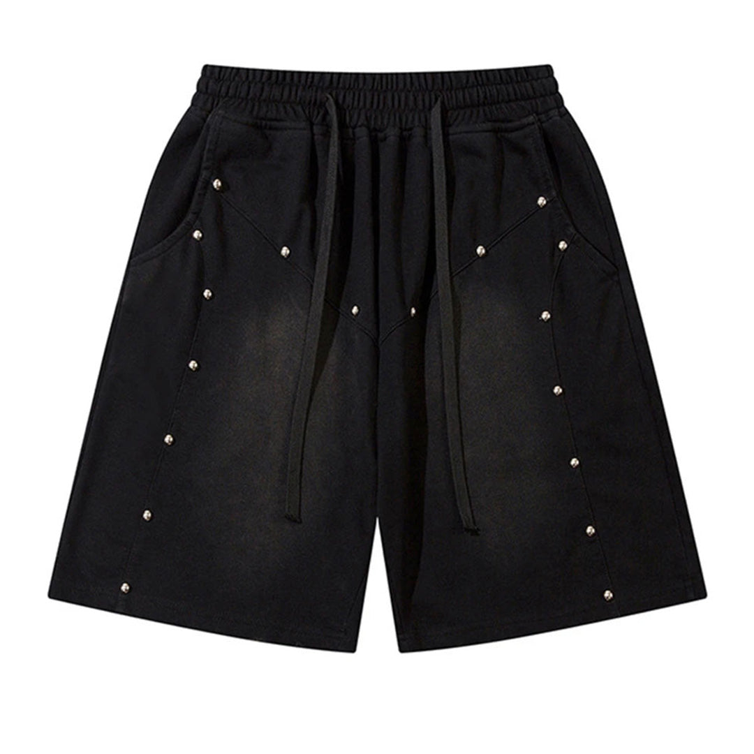 Shorts Sweat En Coton Oversize Avec Rivets Cordon De Serrage Et Style Délavé Détail Rivet Subtil