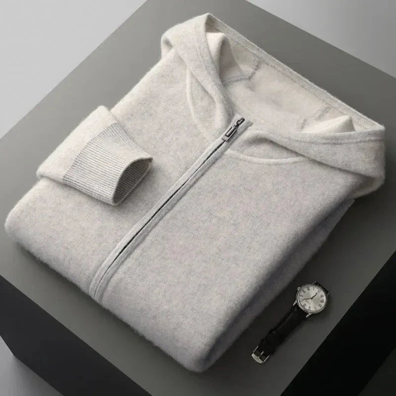Ensemble Cachemire Et Laine Henry Avec Hoodie Zippé Et Pantalon Coupe Décontractée Pour Confort Quotidien