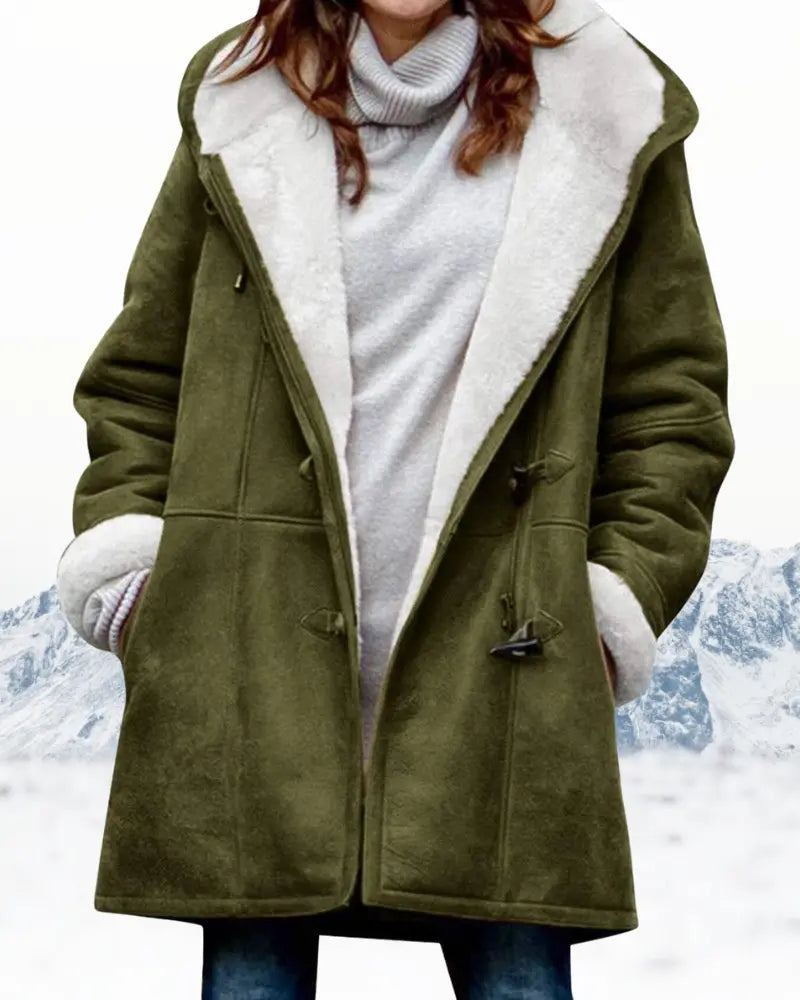 Amawinc Manteau Chaud À Capuche Pour Femme Longueur Genou En Mélange De Laine Confortable Idéal Pour L Hiver