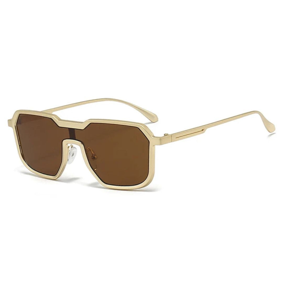Lunettes De Soleil Oversize Horizon Edge Unisexe Monture Géométrique Aviateur Métal Durable Vintage Futuriste