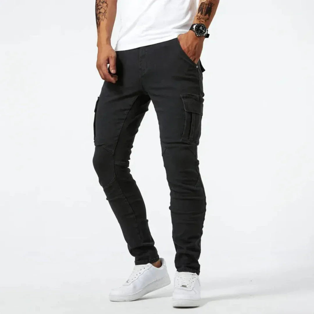 Waylynn Hunter Pantalon Cargo Denim Slim Pour Homme Avec Élasthanne Et Poches Cargo Utilitaires