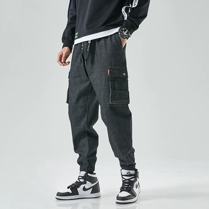 Joggeurs Cargo Denim Hype Poches Cargo À Bouton Pression Doubles Et Coupe Tapered Pour Streetwear Durable