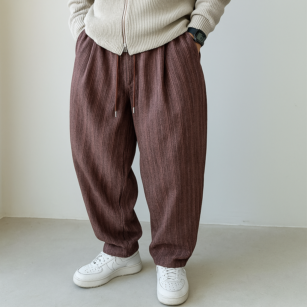 Pantalon De Survêtement Hype À Chevrons Tissage Luxe Avec Cordon De Serrage Silhouette Élaguée Confort Moderne