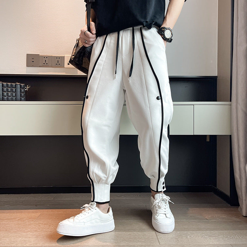 Hype Joggeurs Évasés Avec Passepoil Contrastant Et Boutons À La Cheville Pour Un Style Urbain