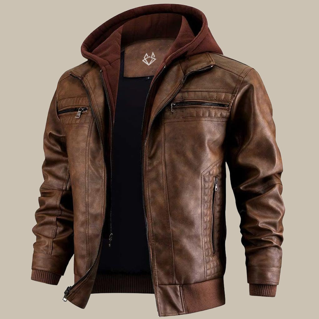 Parker Veste Cuir Vegan À Capuche Pour Homme Avec PU Premium Et Poches Utilitaires Alliant Style Moderne Et Confort