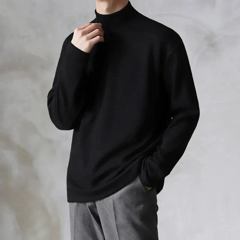 Pull Col Roulé Ivan Minimaliste En Tissu Soyeux Pour Superposition Et Tenue Polyvalente Élégante