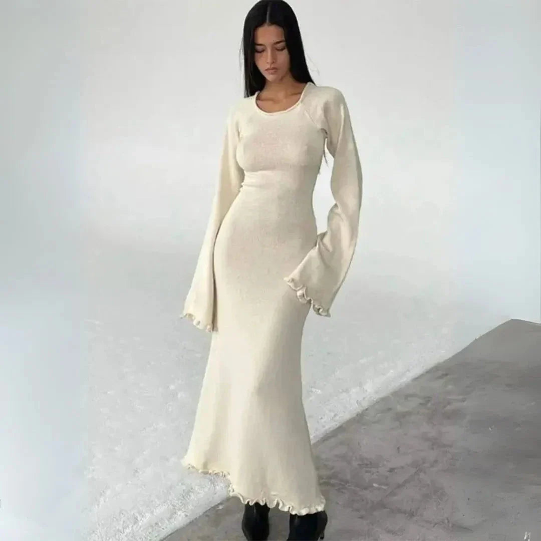 Waylynn Robe Maxi Bodycon En Maille Plissée Isabella Hiver Chaleur Et Élégance Pour Femmes
